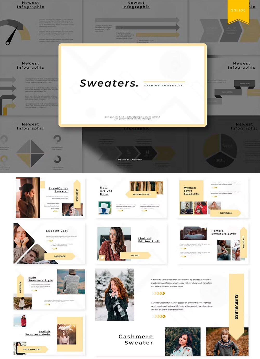 Sweaters google slides template, picture for pinterest.