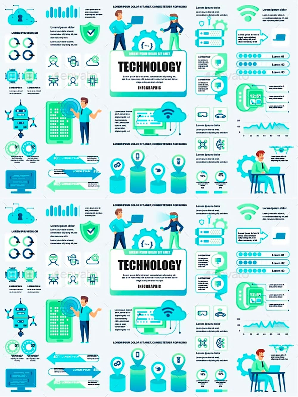 Technology infographics, picture for pinterest.