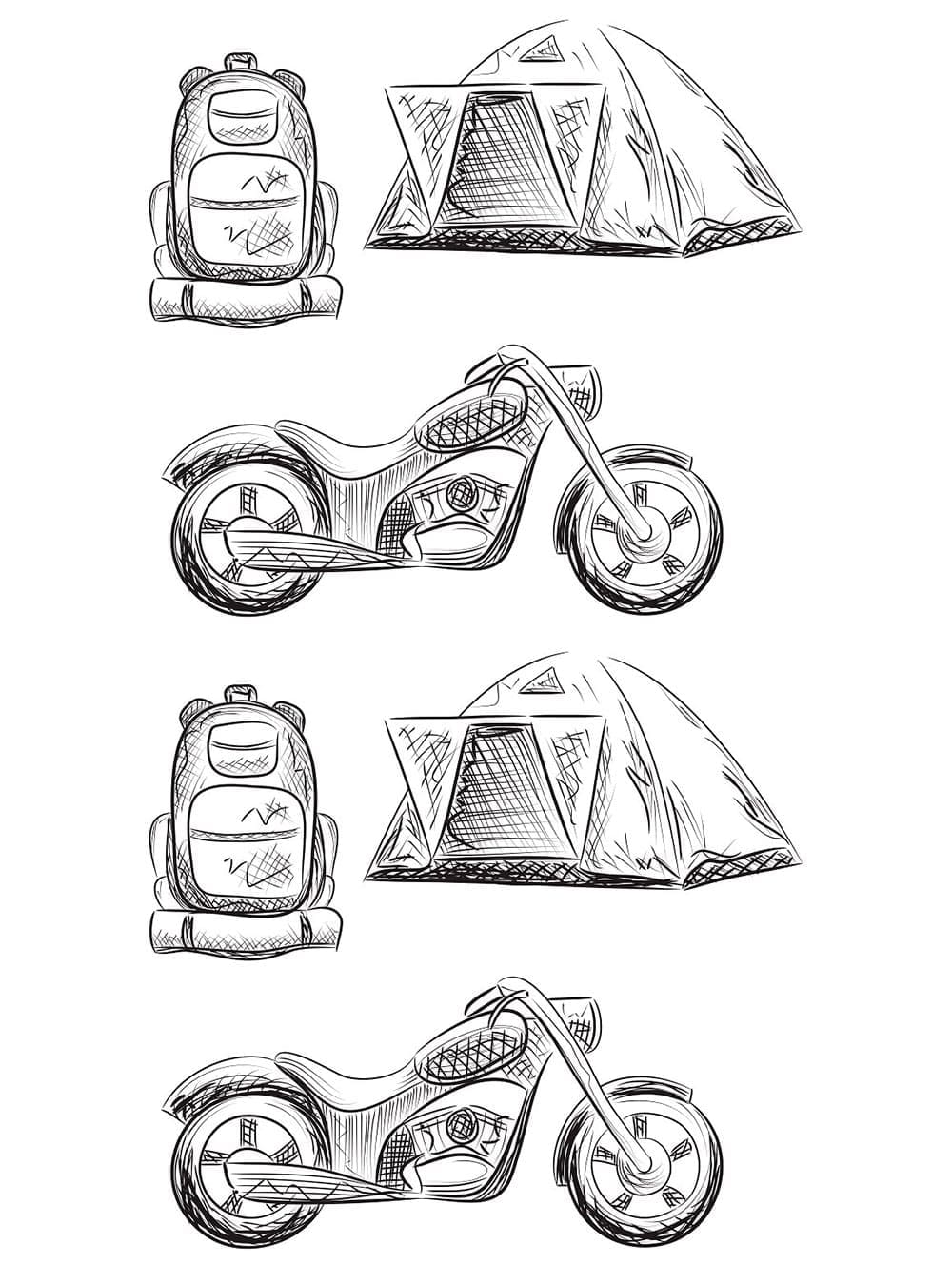 Tourism. backpack tent motorbike, picture for pinterest.