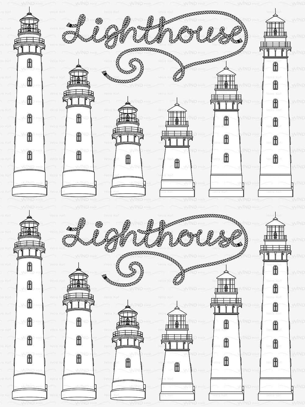 Vector outline lighthouse, picture for pinterest.