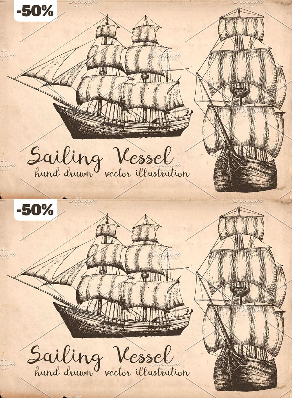 Vintage sailing vessel, picture for pinterest.