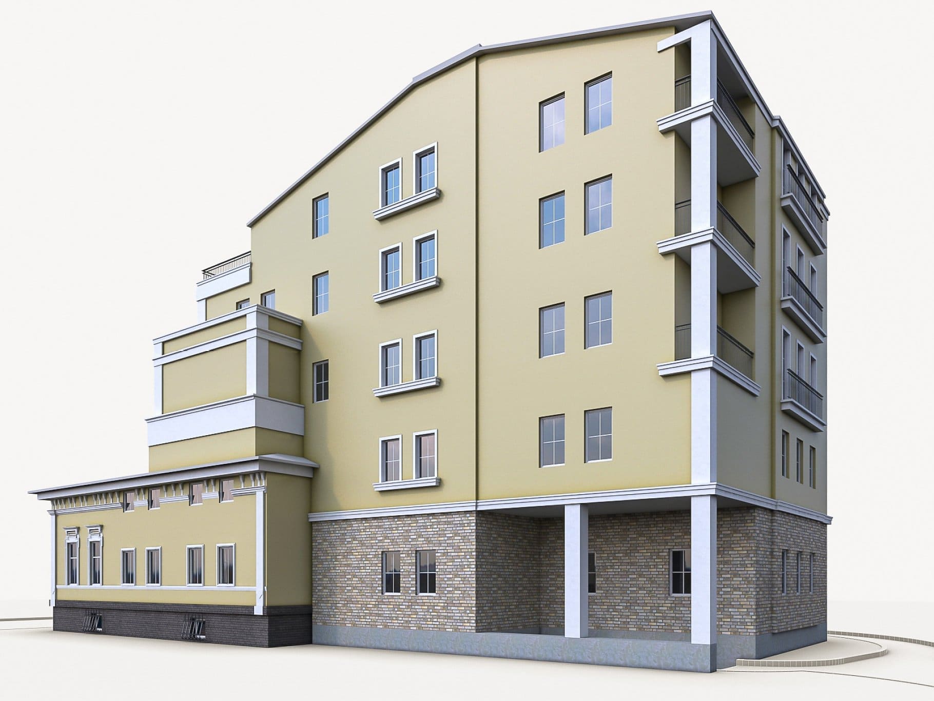 Five-story residential condominium with an extension.