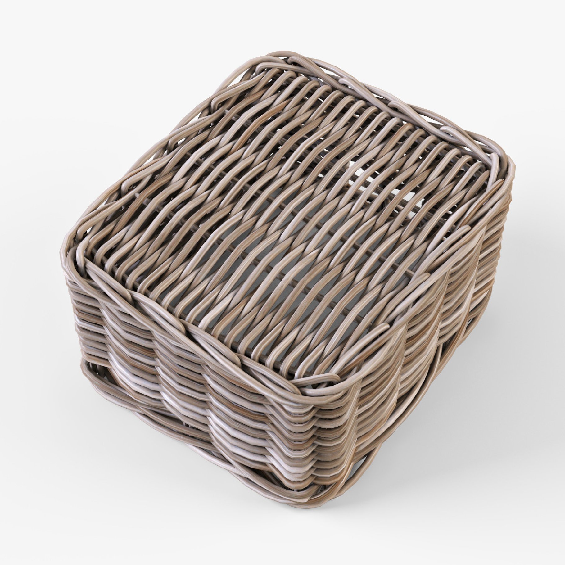 An inverted empty basket of apples.