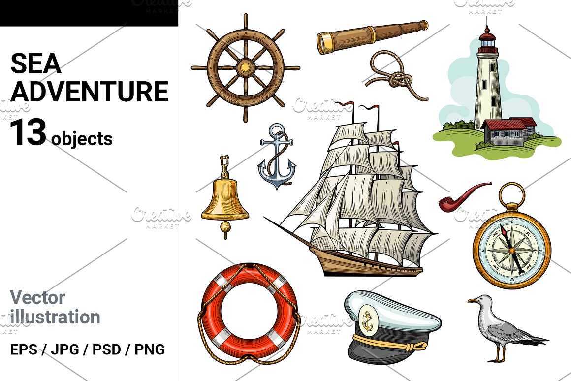 Ship and lighthouses image.