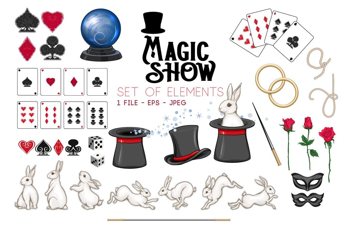 Magic show set of elements collection.