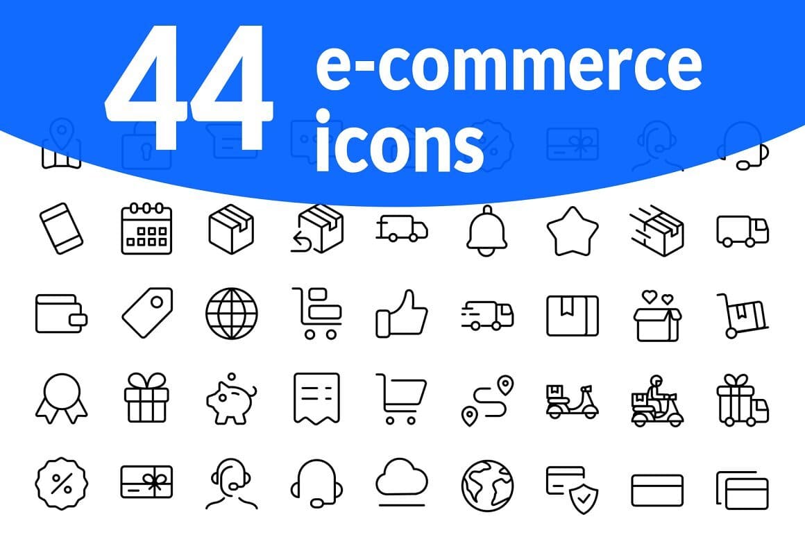 44 Shoping and E-commerce Icons.