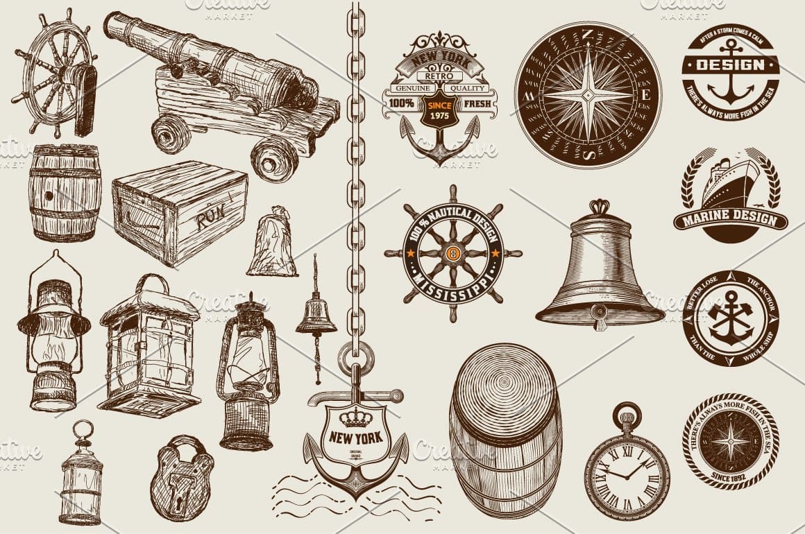 Traditional elements of a marine theme.