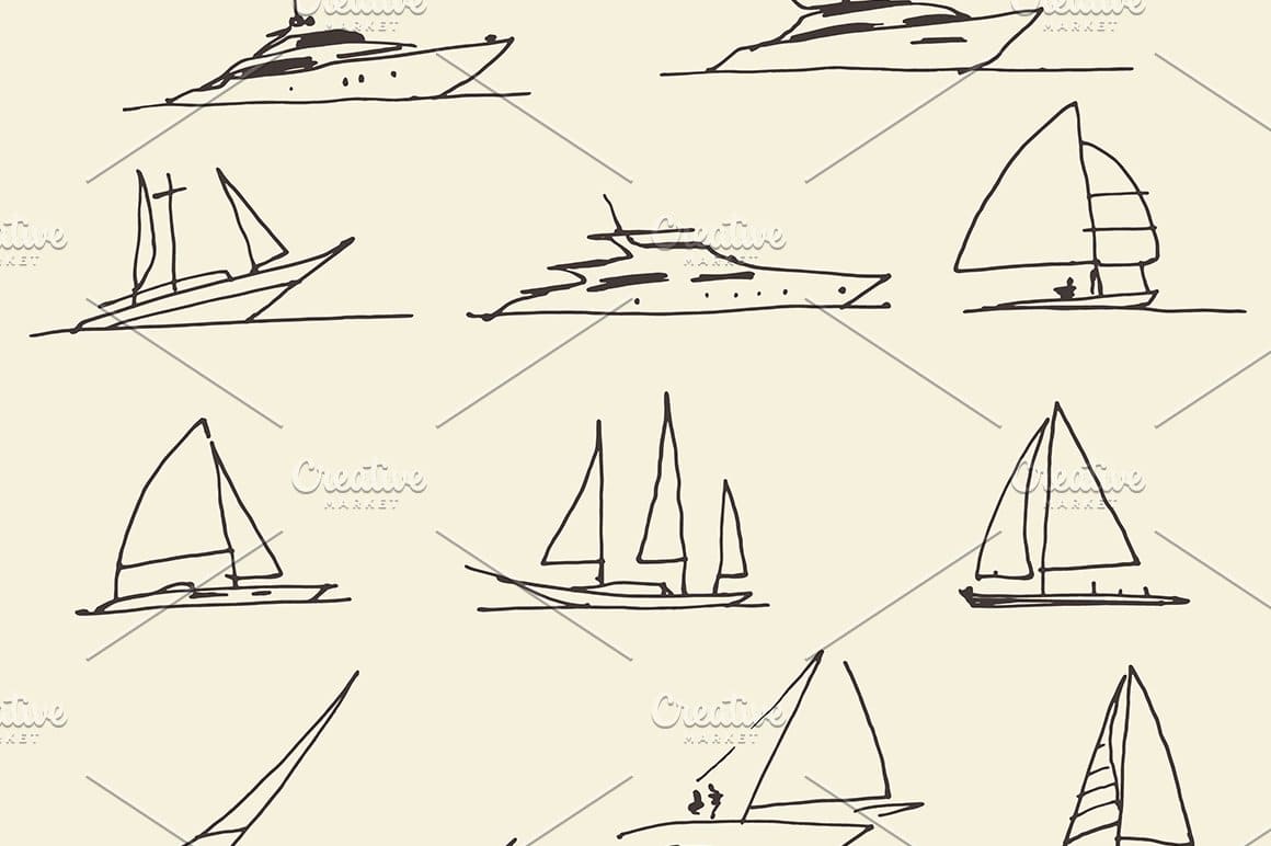 Hand drawn vector illustration of boats, you can easily change color or scale it to any size you need.