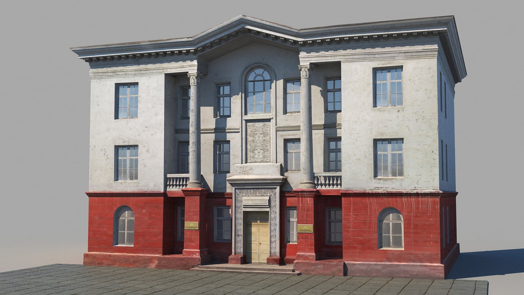 Classic Building Facade in brown and grey.