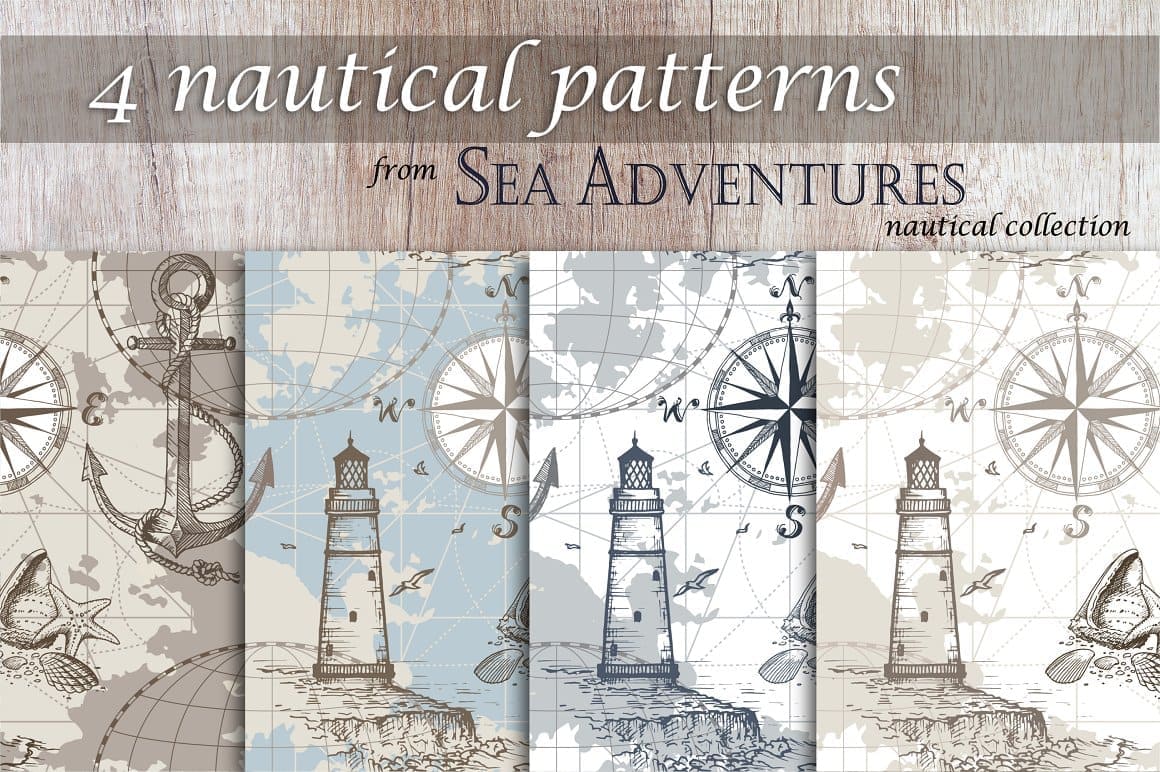 4 nautical patterns from sea adventures.