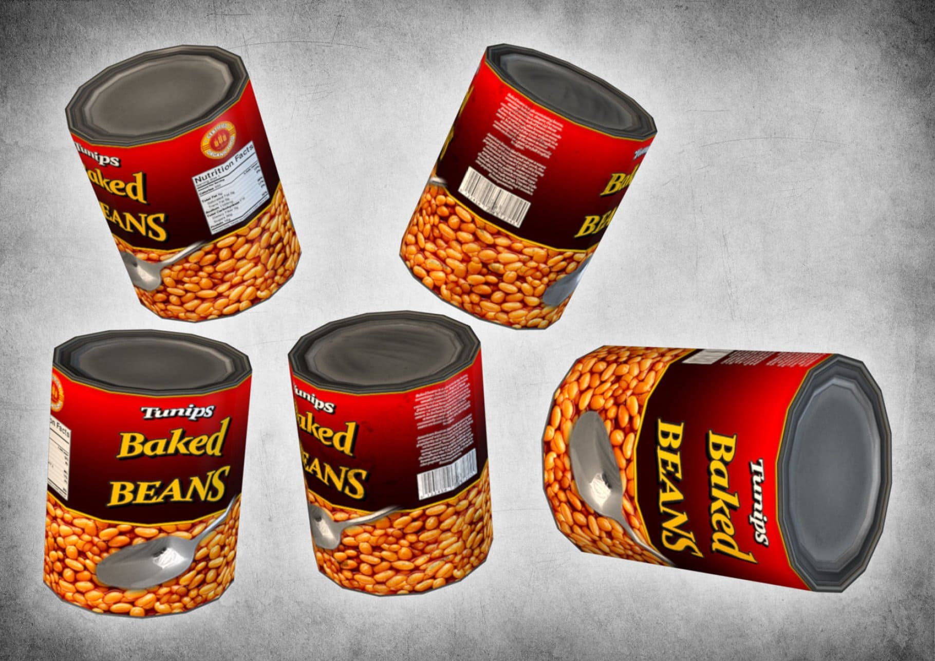 Detailed Canned Baked Beans with custom made textures.