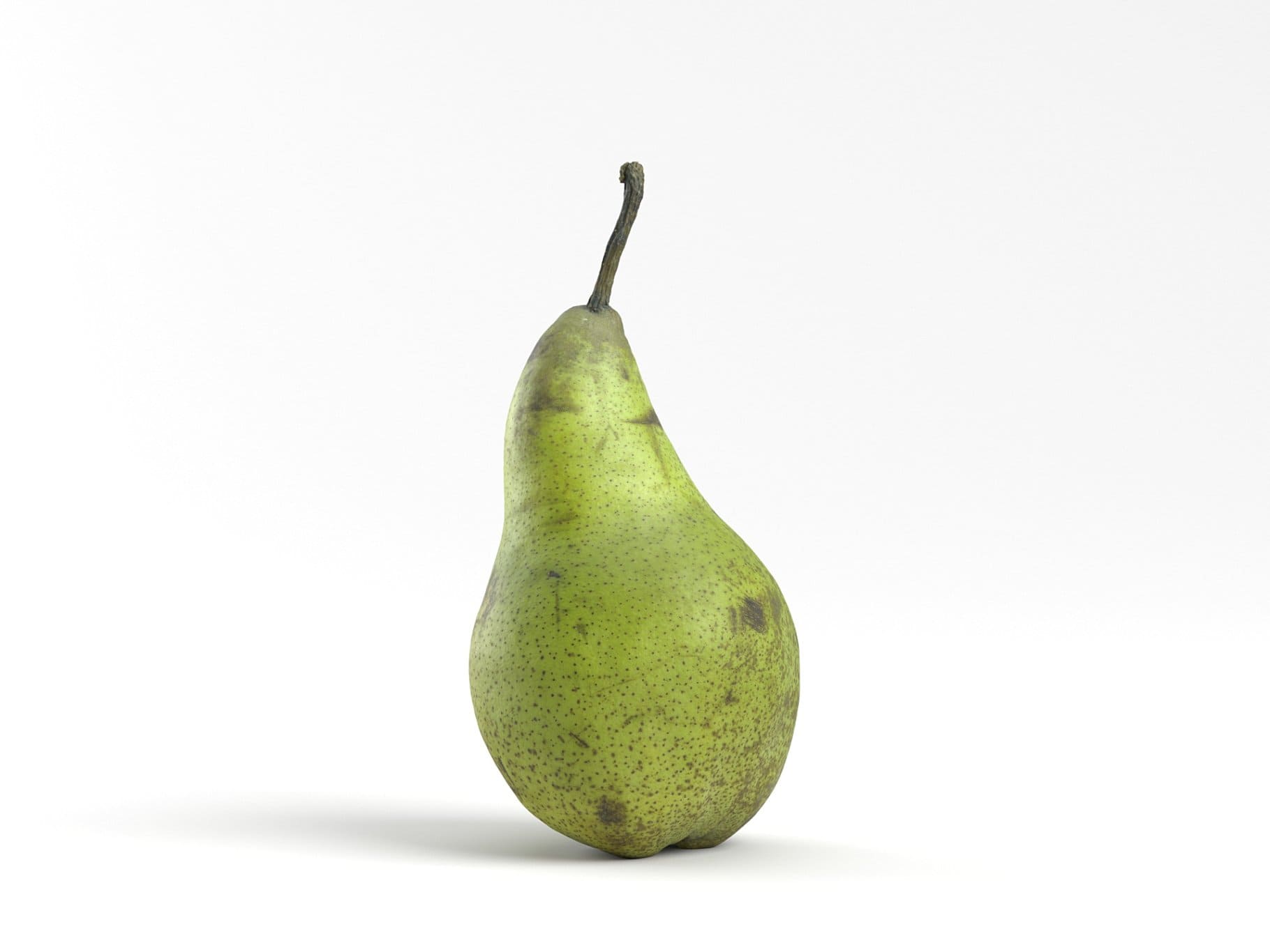 Green pear on a white background.