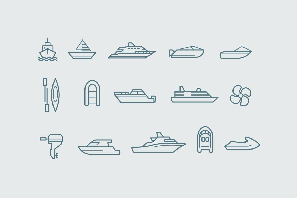 Marine transport icons.