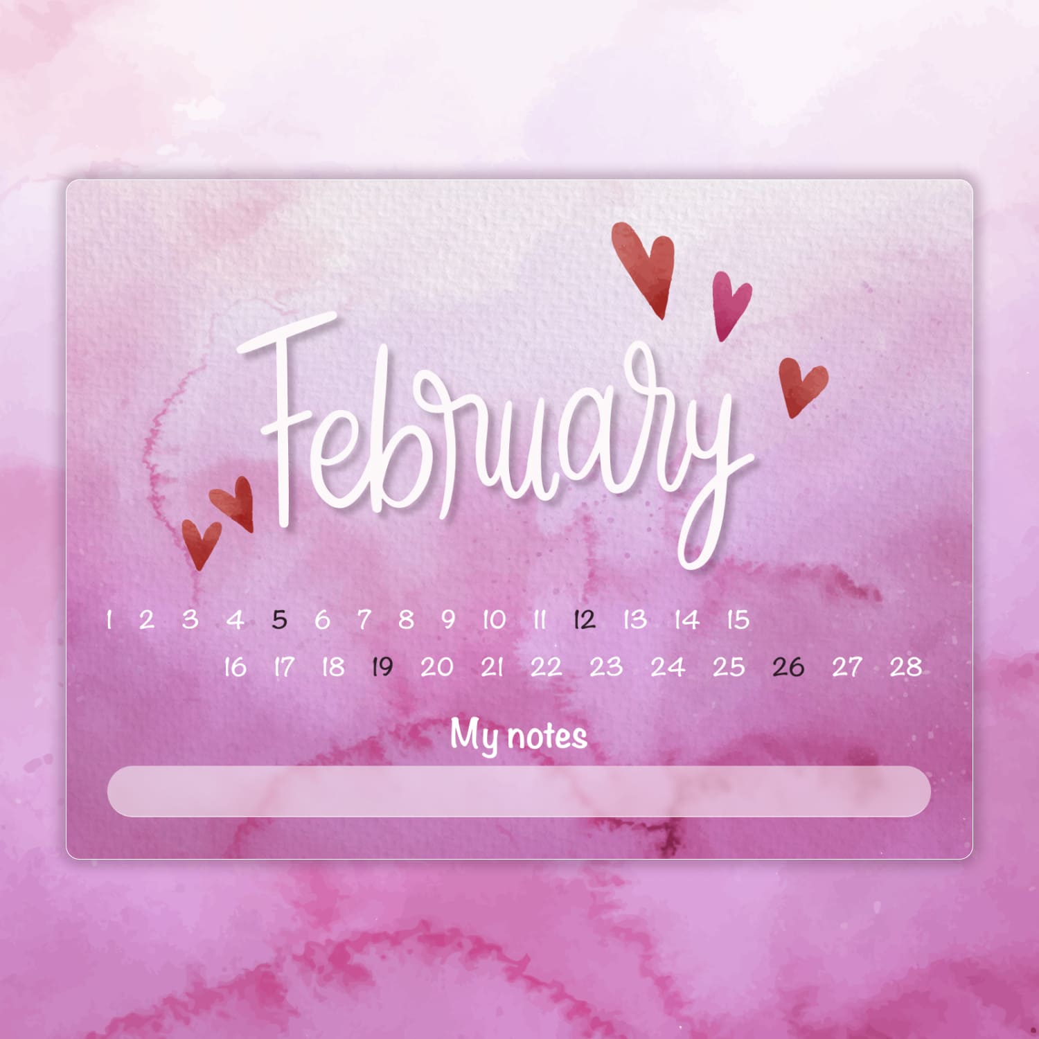 Free Blank Calendar February, second image 1500*1500.