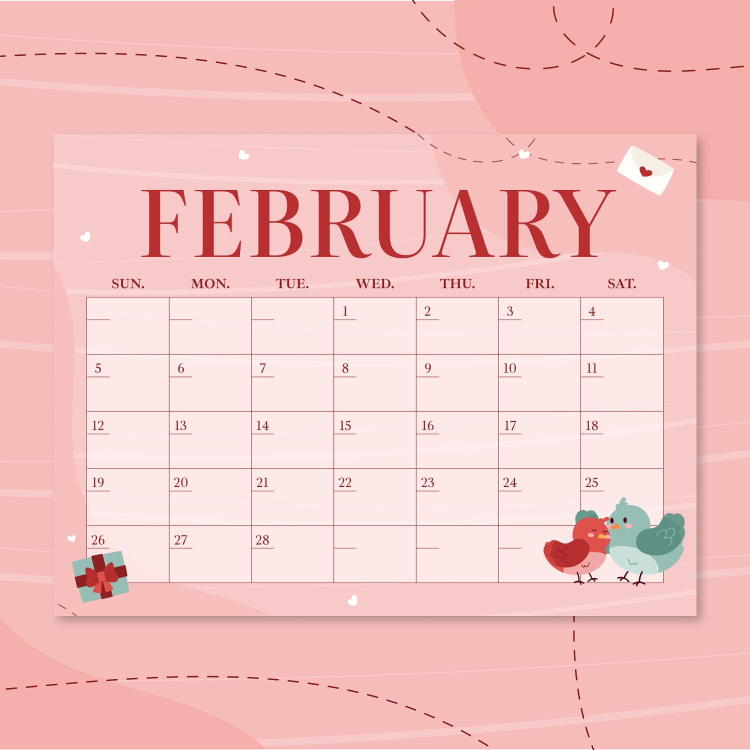 Free Calendar for February, second picture 1500*1500.