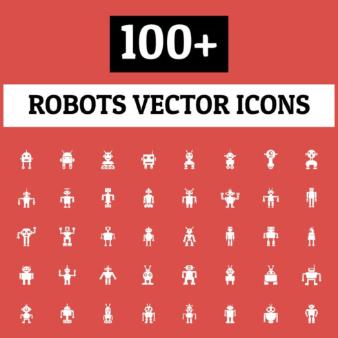 Images preview 100 robots vector icons.