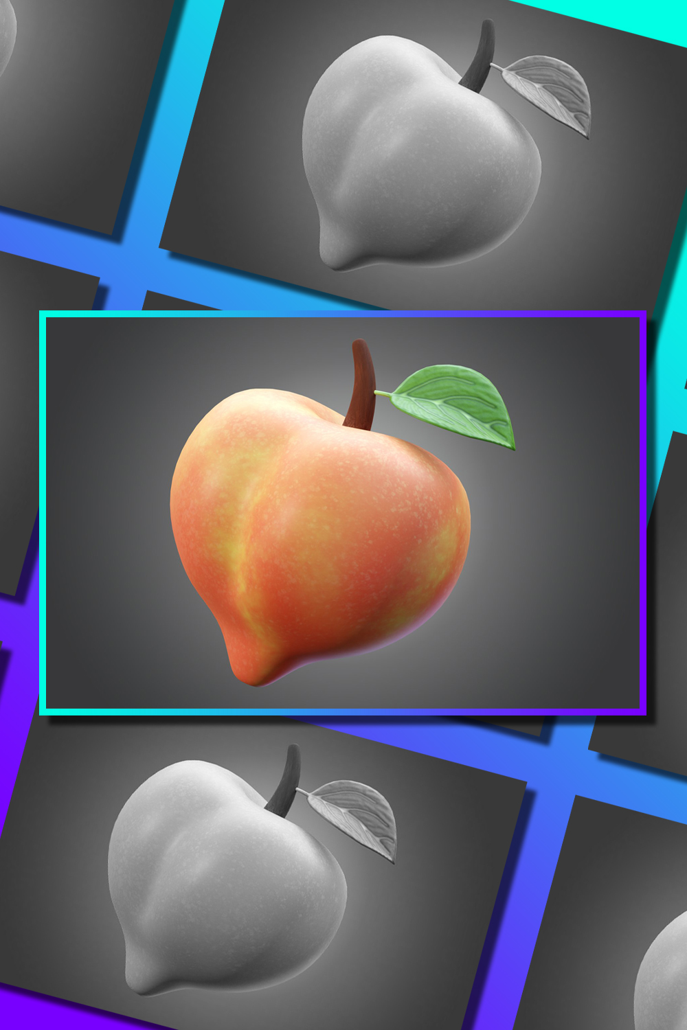 Illustrations 3d stylized peach of pinterest.