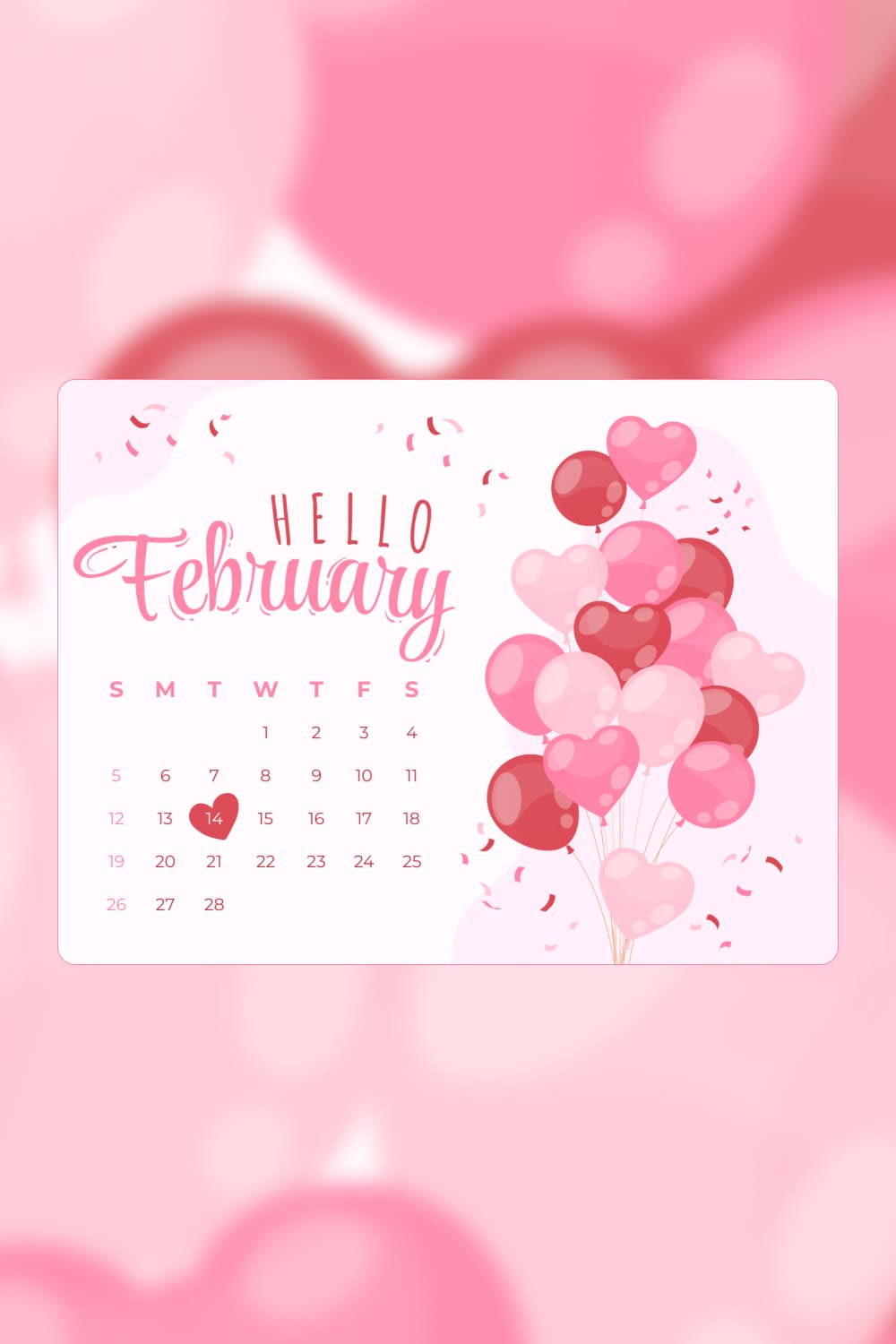 Free February Calendar, picture for pinterest.