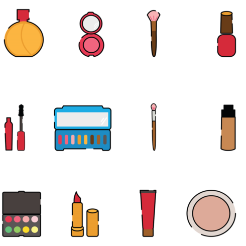 Images preview 12 cosmetic icons.