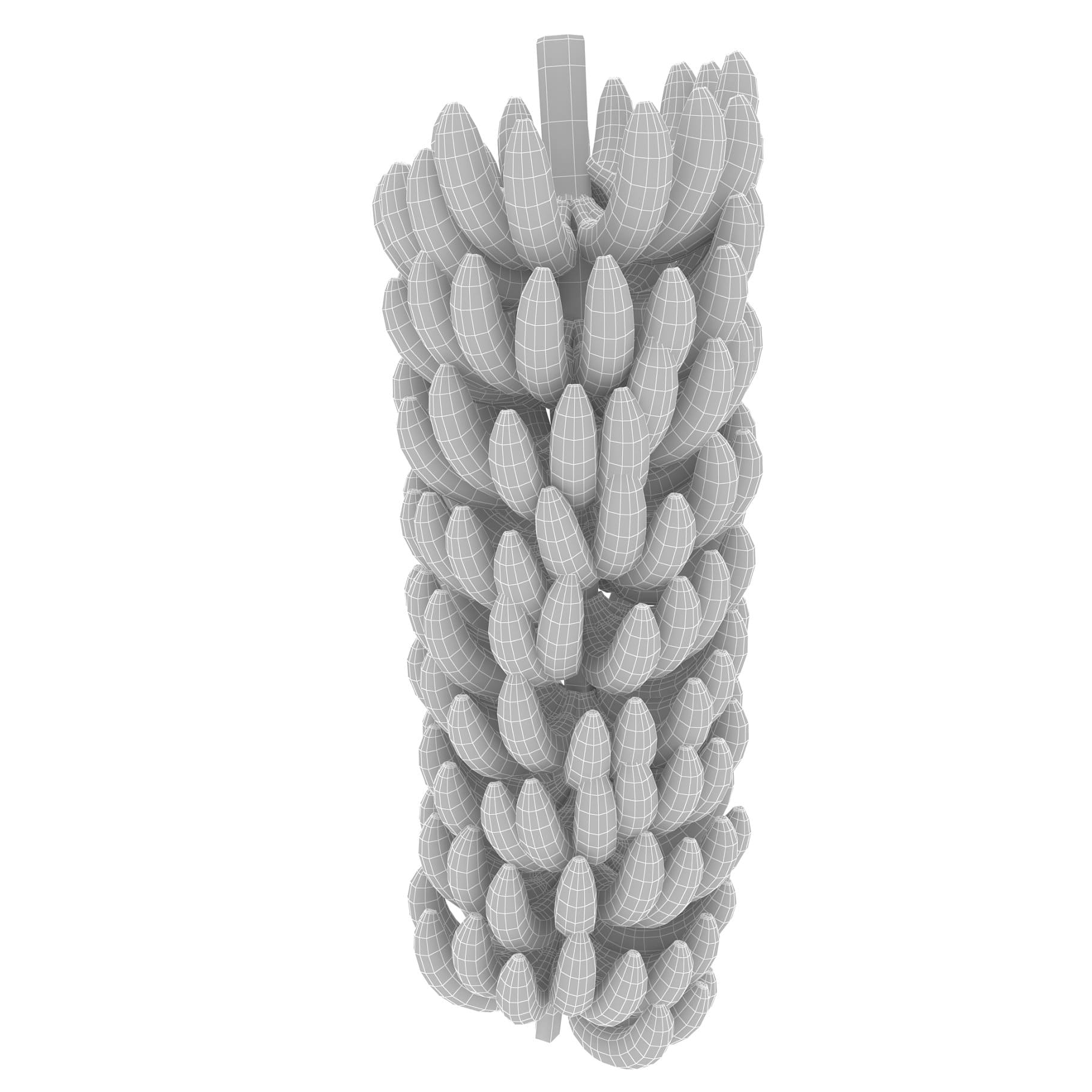 Gray 3D model of bunch of bananas.