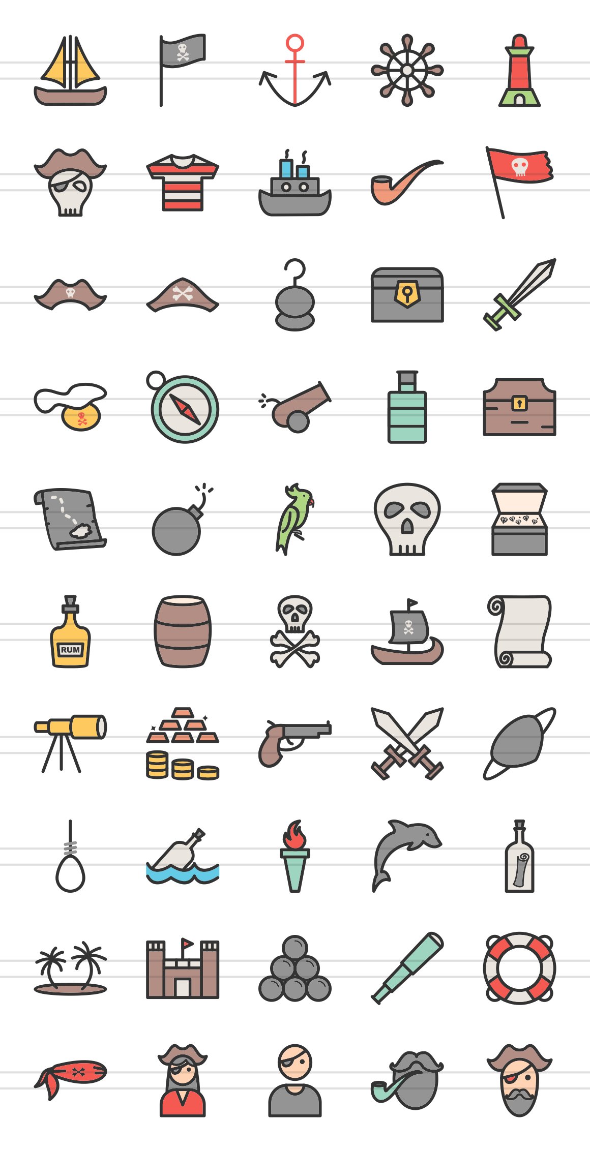 Various gray pirate icons.
