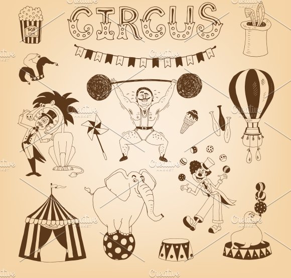 Vintage circus mono colors.