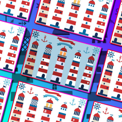Images preview lighthouses clipart set.