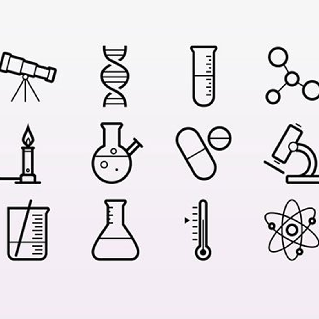 Images preview15 outlined science icons.