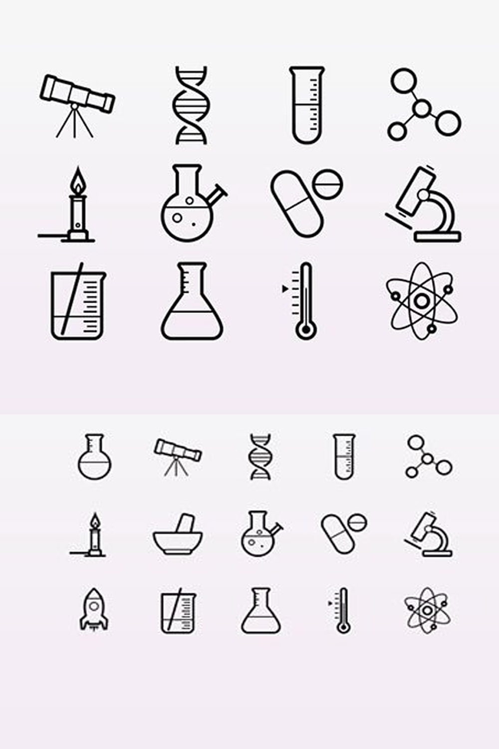 Illustrations 15 outlined science icons of pinterest.