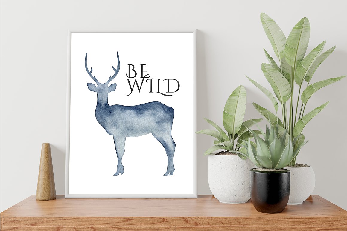 Blue deer print and more.