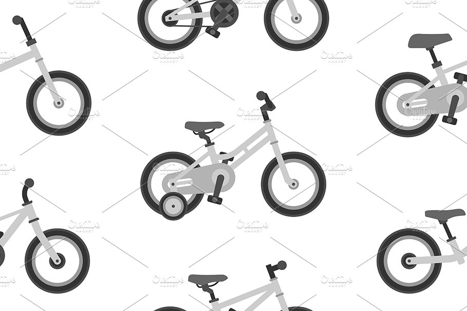 Children's bicycle in gray color with small wheels.