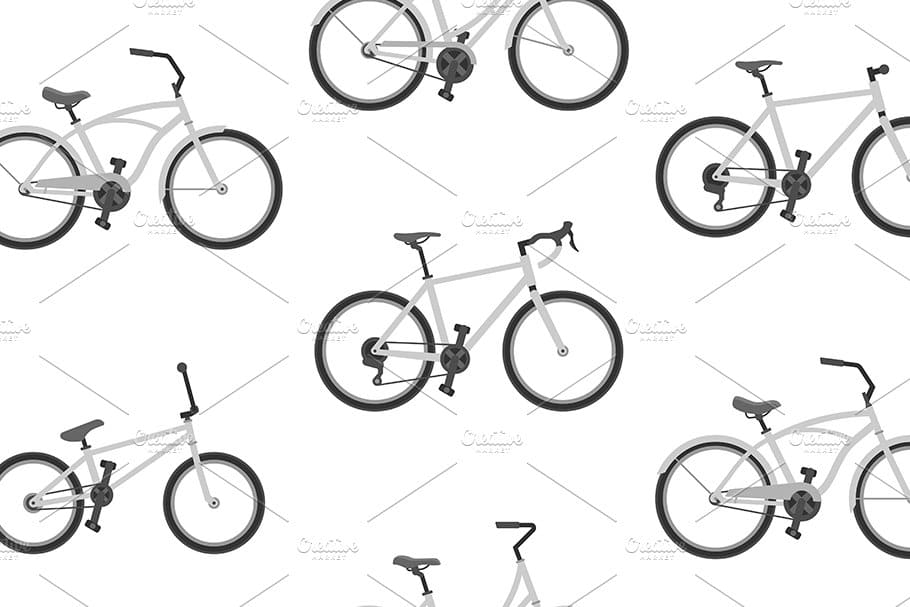 Bicycles of different shapes in light gray color.