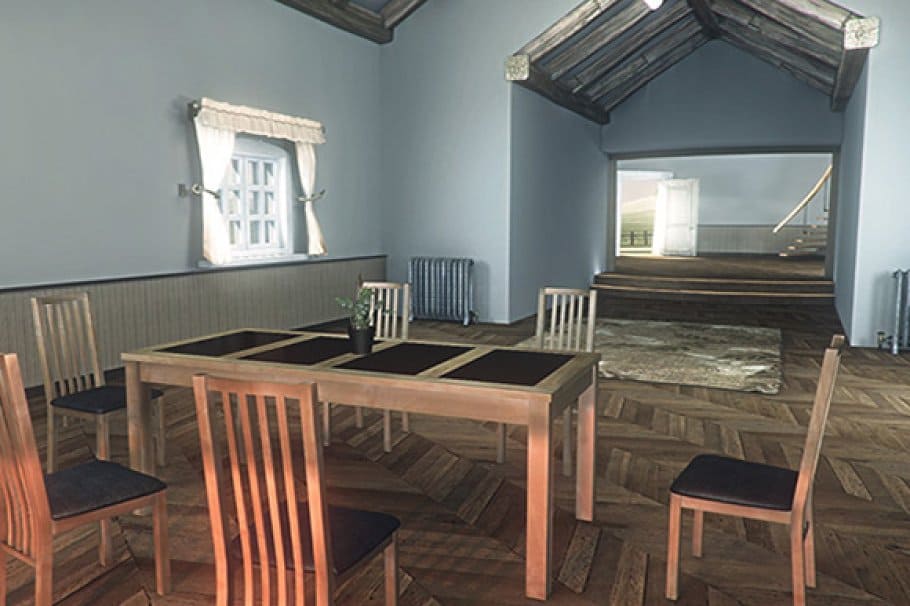 Hall of Windmill Apartment with dining table.
