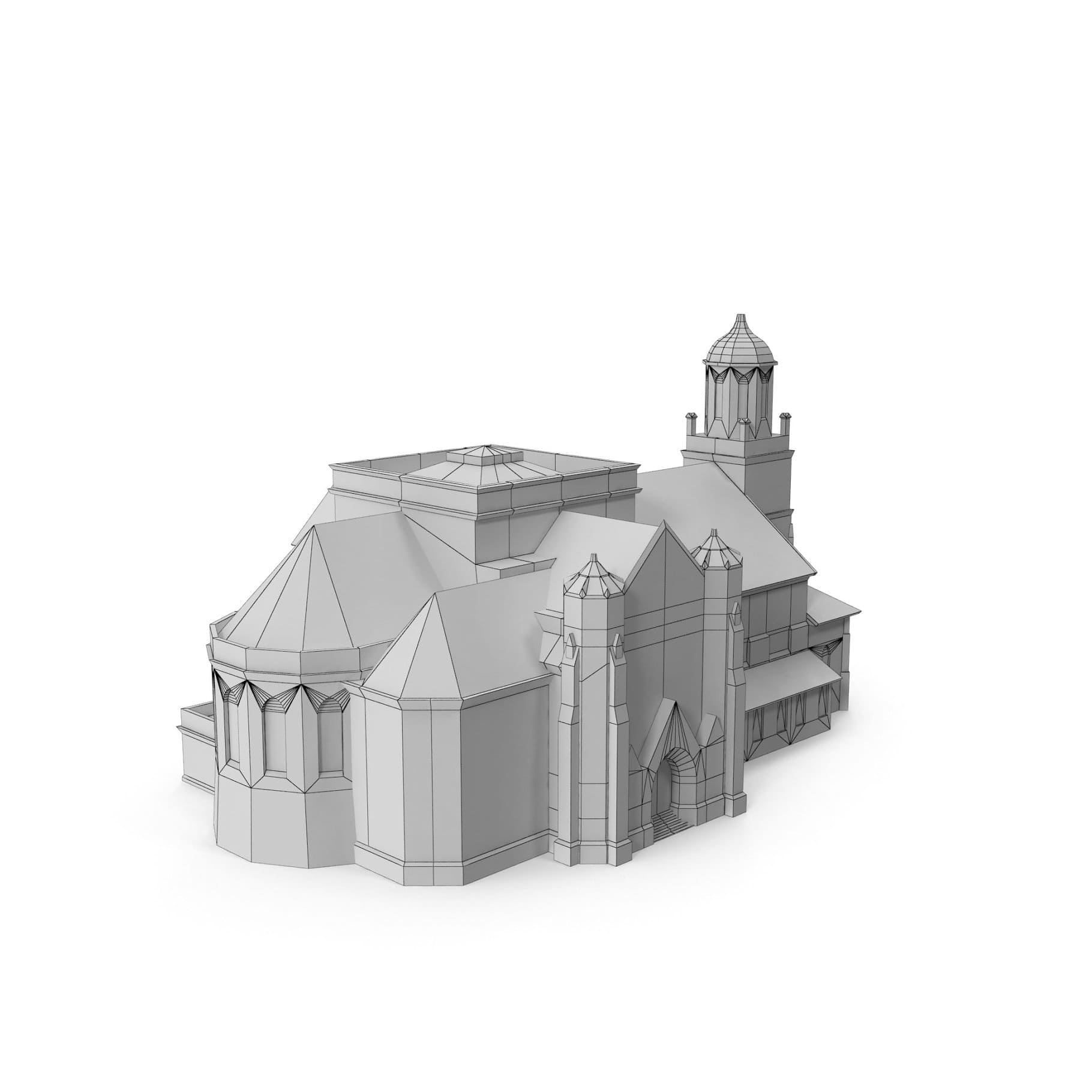 Gray 3D model of the church cathedral.