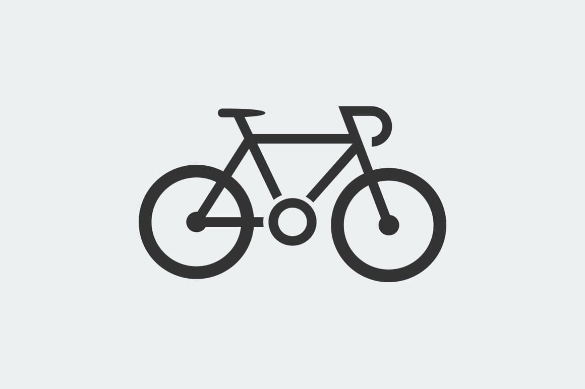 A bicycle is schematically drawn in black.