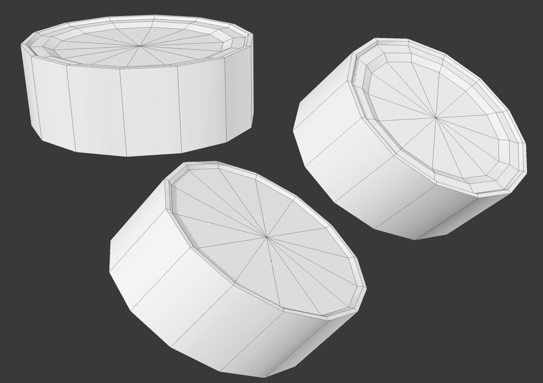 White 3D models in the form of tuna cans.