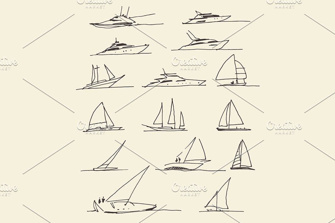 Outline of boats on a beige background.