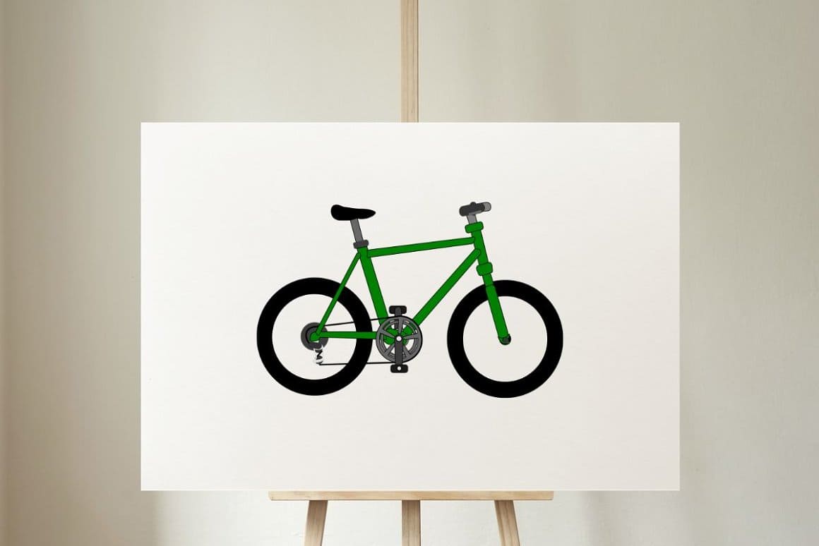 Image of a green bicycle with black tires.