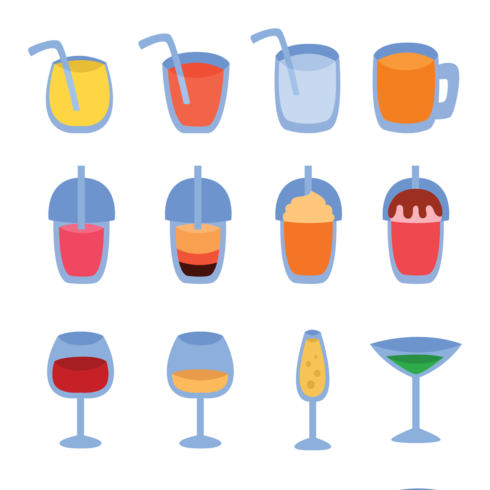 Images preview 20 flat icons drinks alcoholic.