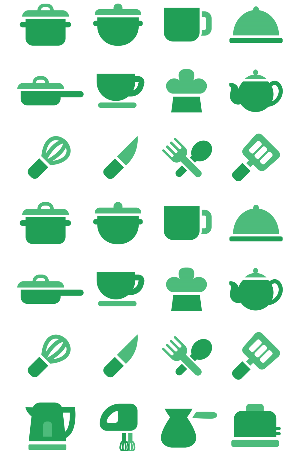 Illustrations 20 green cooking icons pinterest.