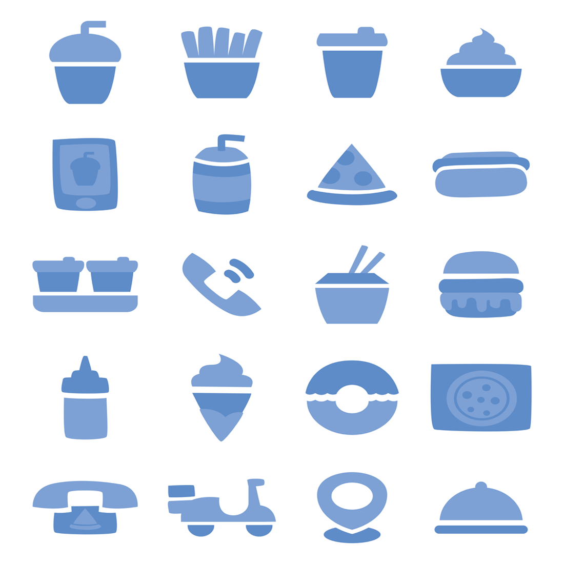 Images preview 20 minimal blue take away icons set.