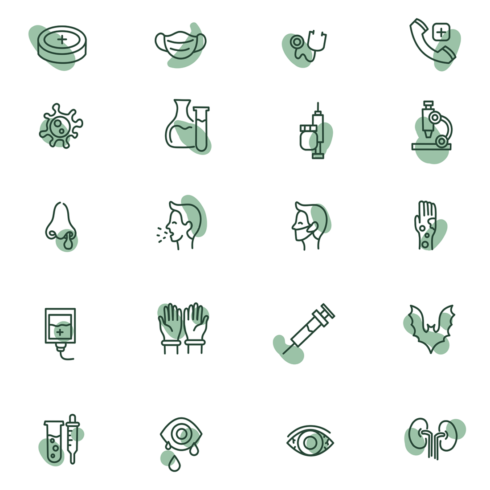 Images preview 20 minimal virus icons set.