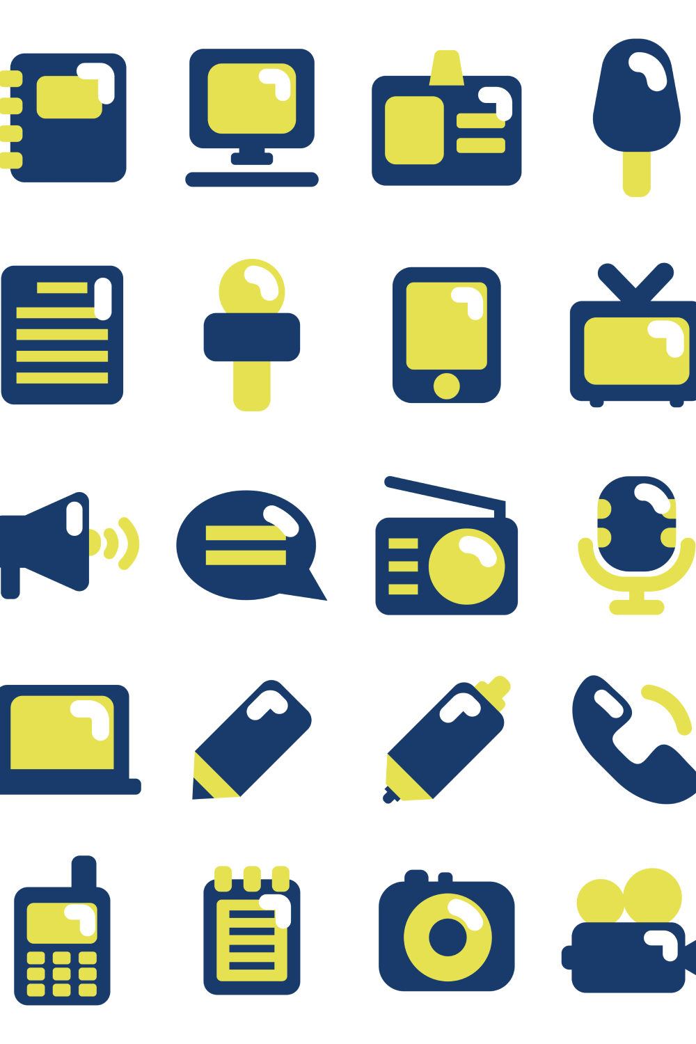 20 News & Public Relations Icons Set Pinterest Cover.