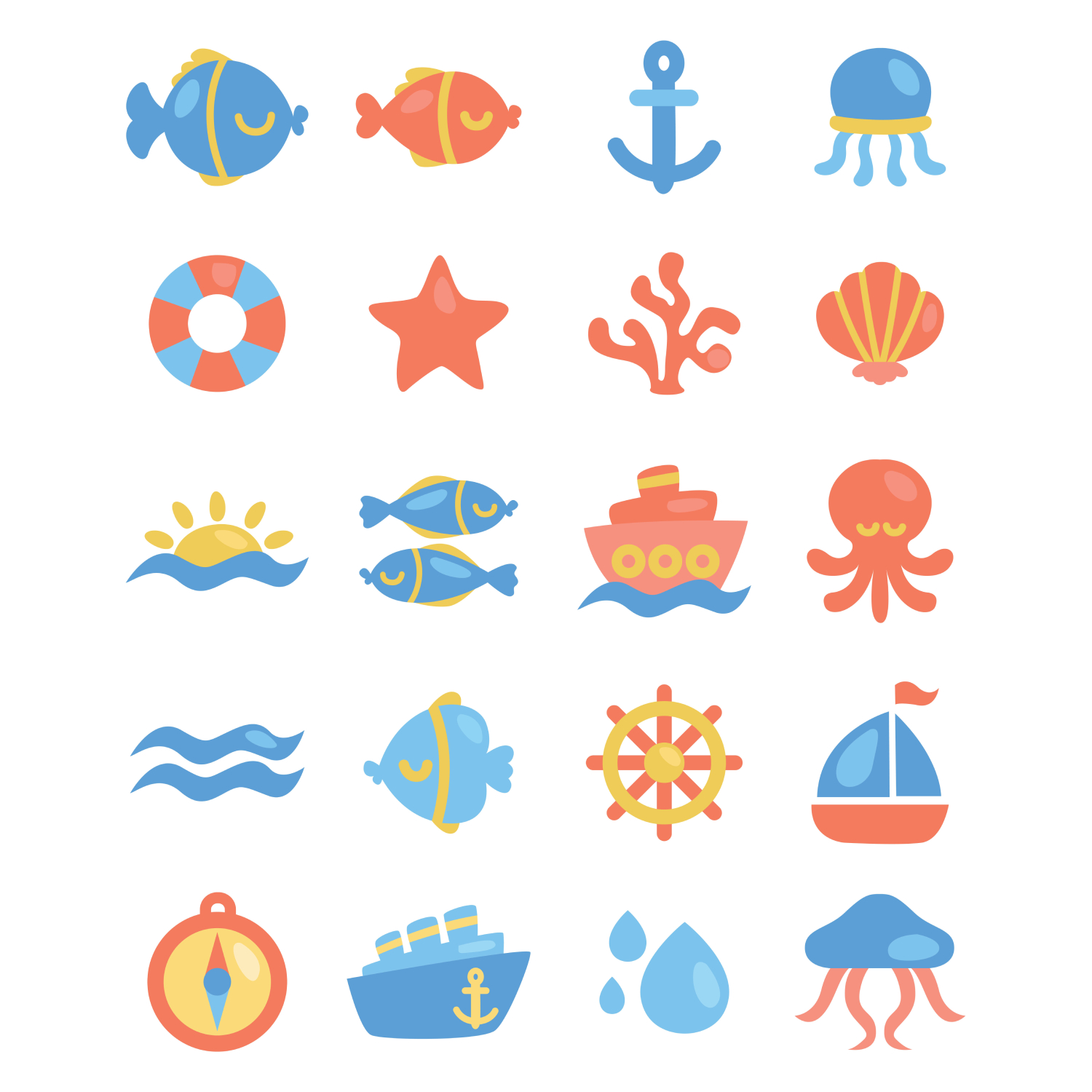 20 Ocean Icons Set Main Cover.