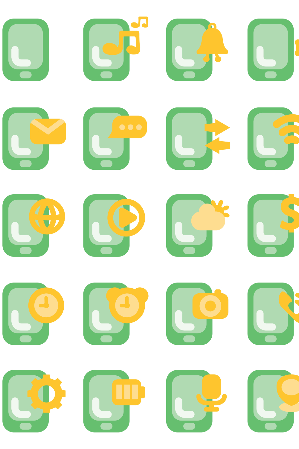 20 Phone Icons Set Pinterest Cover.