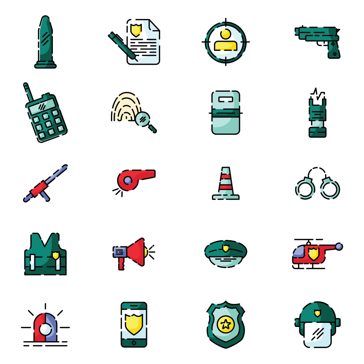 20 Police Icons Set Main Cover.