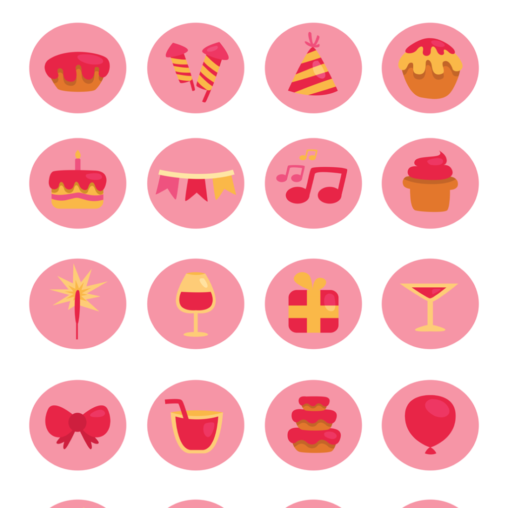 20 Rounded Celebration Icons – MasterBundles
