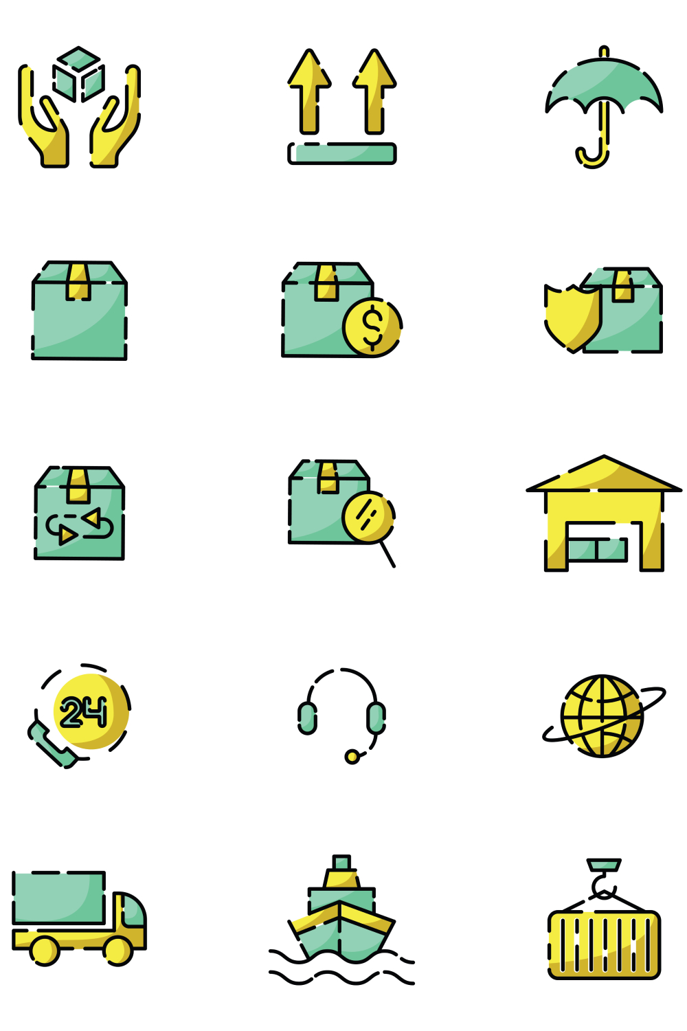 20 Shipping Icons Set Pinterest Cover.