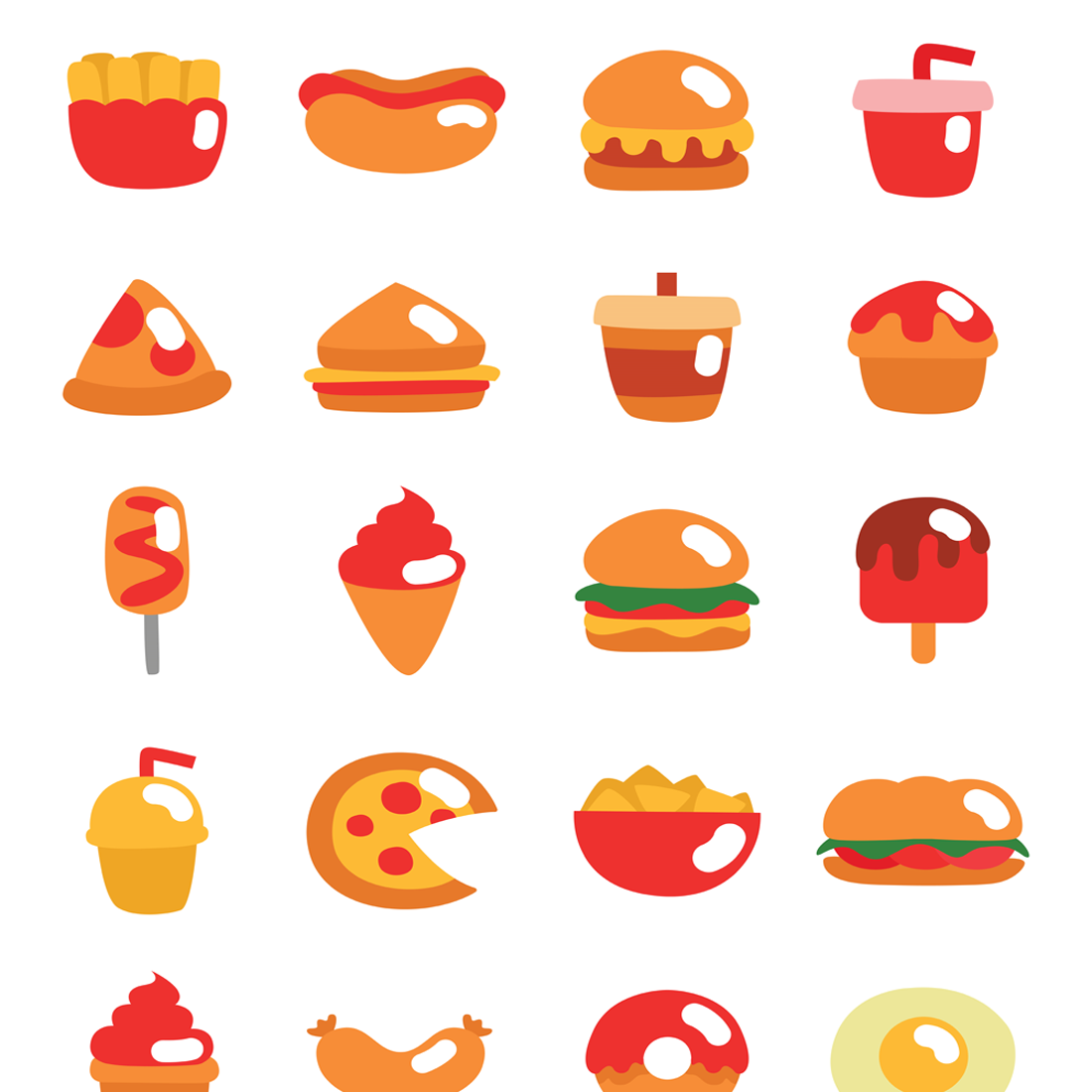 Images preview 20 streetfood illustrations set.