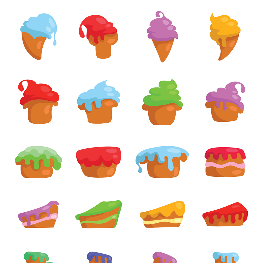 Images preview 20 sweets icons set.